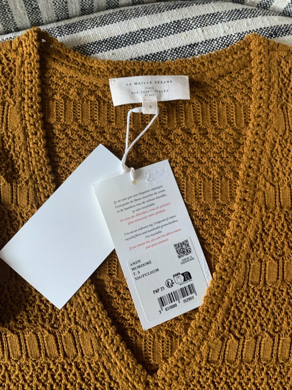 NWT Authentic Sezane Andy Jumper Bronze 100% Organic Cotton S Small $120 - Picture 4 of 4